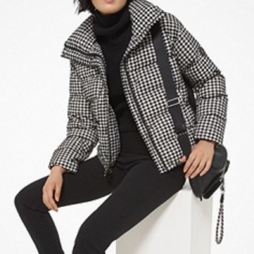 Michael Kors Quilted Houndstooth Nylon Puffer